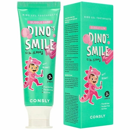 Consly Dino's Smile Зубная паста детская гелевая вкус жвачки 60г 186197 - фото 47738