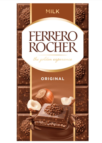 Шок. плитка Ferrero Rocher Hazelnut Milk 90г УТ-00005968 - фото 49118