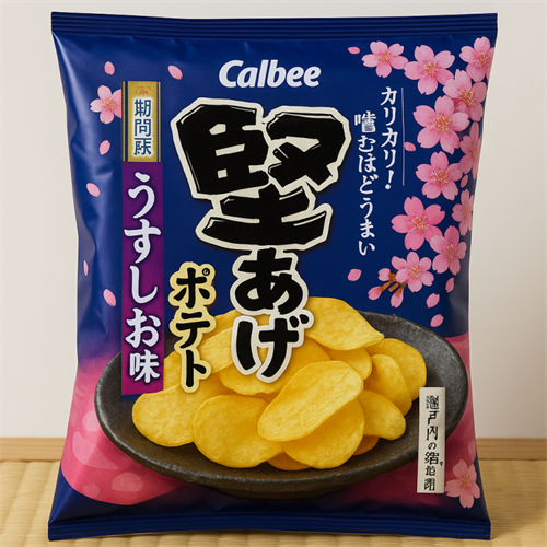 Calbee Чипсы Картофель Катаагэ, соль из Сэтоучи, умами из ламинарии и бонито 65 гр Т1-00036816 - фото 49604
