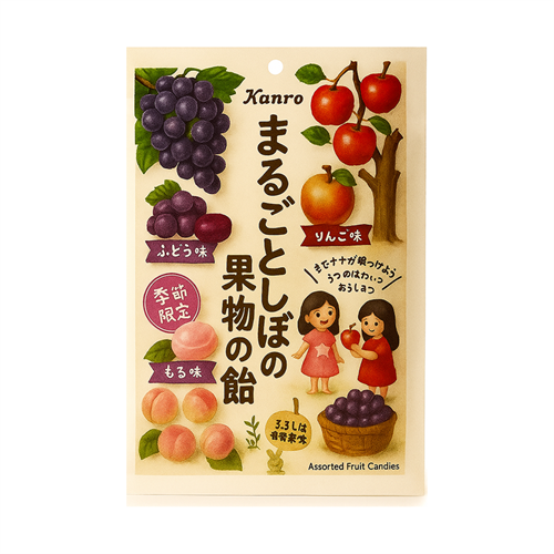 Kanro Карамель Фруктовое ассорти леденцы из сока цельных выжатых фруктов:Яблоко,Виноград,Мандар 80гр Т1-00040867 - фото 51088