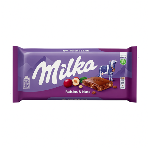 Шоколад молочный Милка с изюмом и лесным орехом 90г / Milka Raisins&Hazelnuts Chocolate 90g Т1-00040752 - фото 51634