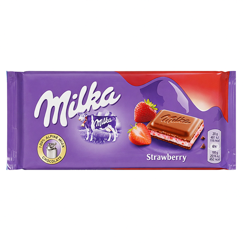 Milka Strawberry шоколад молочный с клубникой 100 гр 00-00000530 - фото 52356