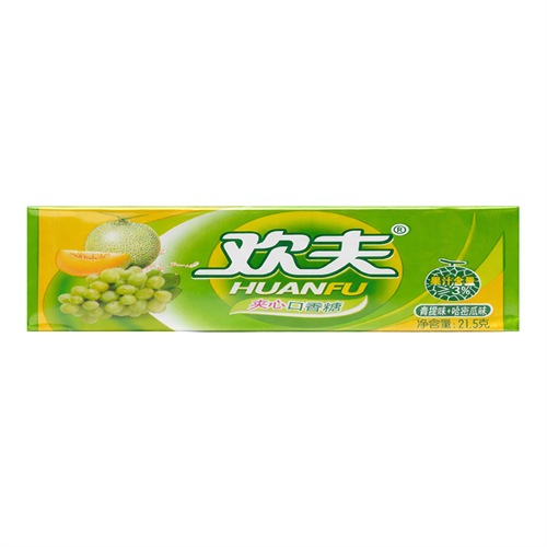 Huanfu Grape Melon жевательная резинка с начинкой со вкусом виноград-дыня 21,5 гр УТ-00011430 - фото 52943