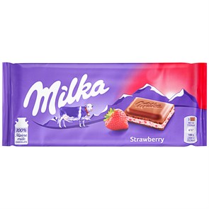 Milka Strawberry плитка шоколада милка с клубникой 100 гр