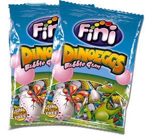 Fini Dino Eggs bubble gum "Яйцо динозавра" жев. рез. со вкусом клубники 80г