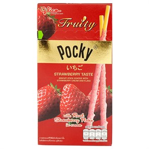 Glico Fruity Pocky Strawberry палочки печенье шоколад клубника 35 гр
