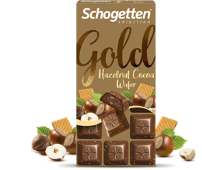 Schogetten Hazelnut Cocoa Wafer шоколад молочный с фундуком и кусочками вафель 100 гр