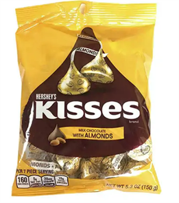 УДАЛЕНО Hershey's kisses almonds шоколадные конфеты с миндалем 150 гр.