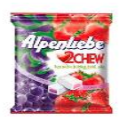Alpenliebe 2 Chew Grape&Strawberry жевательная конфета виноград/клубника 220 гр