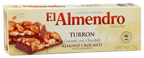 Хрустящий миндальный туррон с шоколадом El Almendro Crocanti chocolate Turron 75g