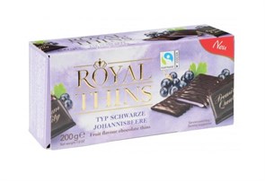 Halloren Royal Thins шоколад темный с кремовой начинкой черная смородина 200 гр