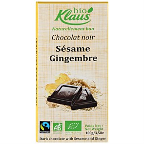 Klaus шоколад темный с кунжутом и имбирем БИО 100 гр