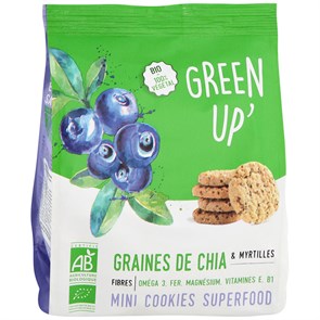 Green Up мини печенье сдобное органическоес семенами чиа и черникой 120 гр