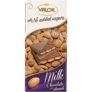 Valor шоколад без сахара  молочный с миндалем 100 гр