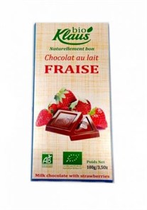 Bio Klaus Fraise шоколад молочный с клубникой био 100 гр