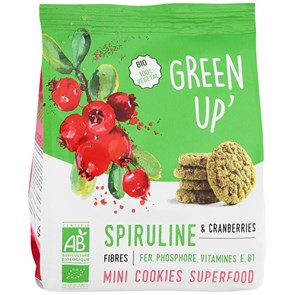 Green Up Мини печенье сдобное органическое со спирулиной и клюквой 120 гр
