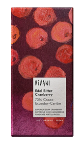 Vivani Edel Bitter Cranberry шоколад горький с клюквой 100 гр