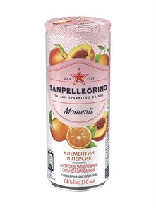Sanpellegrino Momenti газированный напиток с соком мандарина и персика 330 мл