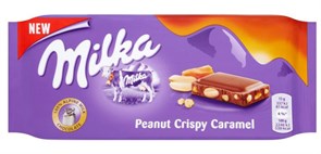 Milka Peanut Crispy Caramel шоколадная плитка 90 гр