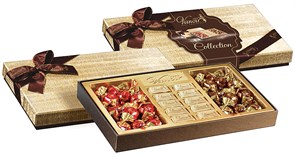 Vanoir золотая коллекция набор шоколадных конфет в молочном и горьком шоколаде с фундуком, 420 гр