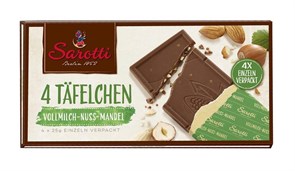 Sarotti Mini молочный шоколад с дробленными миндалем и фундуком 100 гр