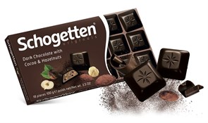 Schogetten Dark Chocolate with Cocoa & Hazelnuts темный шоколад с какако и орехами 100 гр