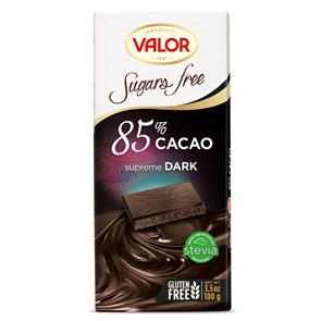 Valor Cacao Supremt Dark плитка горького шоколад без сахара 85% 100 гр