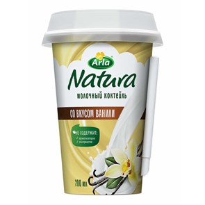 УДArla Natura молочный коктейль со вкусом ванили 200 мл