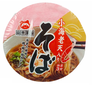 Yamamoto Seifun Лапша быстрого приготовления Соба с креветками в чашке 77 гр