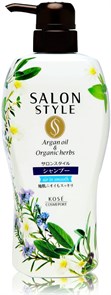 KOSE Salon Style Air in Smooth Шампунь д/волос разг-ий с органич-ми маслами цветы/травы 500 мл