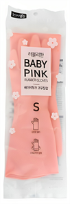 RUBBER GLOVE  MJ PINK Перчатки латексные хозяйственные розовые размер S 33см*19см