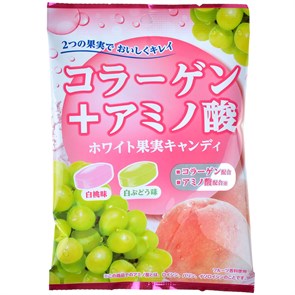 Senjaku леденцы мускатный виноград и персик с коллагеном и аминокислотами 52 гр