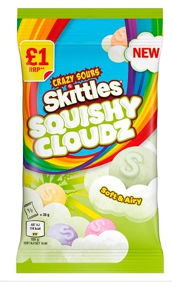 Skittles Squishy Cloud Pouch Sour жевательные конфеты 70 гр