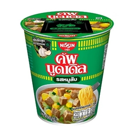 Nissin лапша быстрого приготовления острая свиной фарш 77 гр 110251