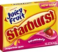 Wrigley's Starburst Strawberry жевательная резинка со вкусом клубники 15 стиков - фото 37508